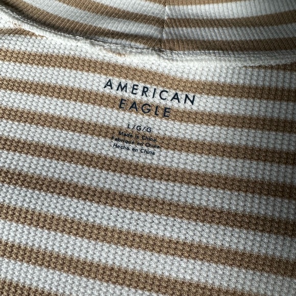 AEO Waffle Striped Long Sleeve Top - Size Large - Picture 6 of 6